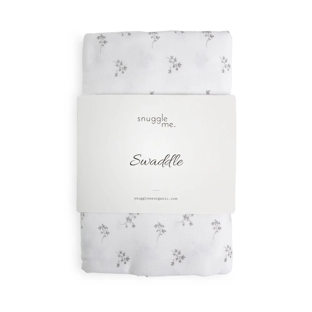 SnuggleMe Organic Swaddle in White and Grey Flora One Size